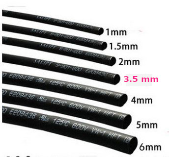 Heat shrink tube 3.5mm x 12 inches - Black