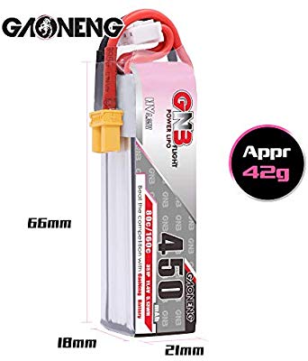 GaoNeng GNB 450mAh 3S LiPo Battery XT30 11.1v HV 80C Toothpick GaoNeng GNB 450mAh 3S LiPo Battery XT30 11.1v HV 80C Toothpick