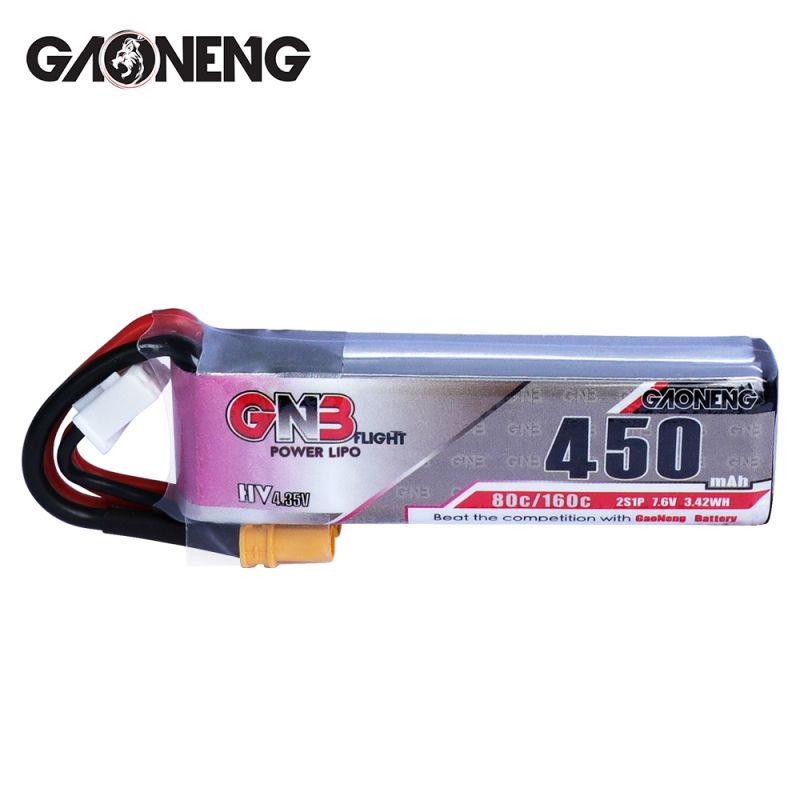 GNB 450MAH 2S LiHV 80C XT30 LIPO BATTERY for 75mm tinywhoop