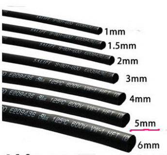 Heat shrink tube 5mm x 12 inches - Black