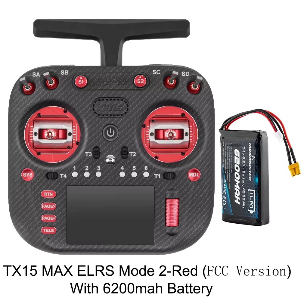 Radiomaster TX15 Max Radio Controller (ELRS / M2) RED w/ 6200mah