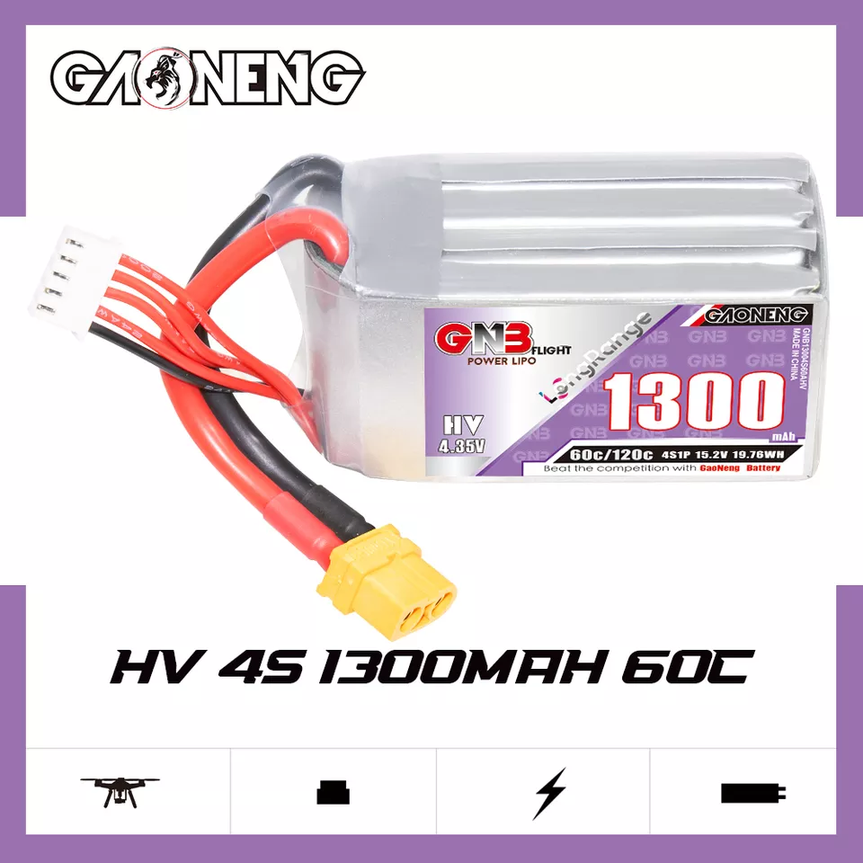 GAONENG GNB 1300MAH 15.2V HV 4S 60C 120C HV XT60 LiPo Battery