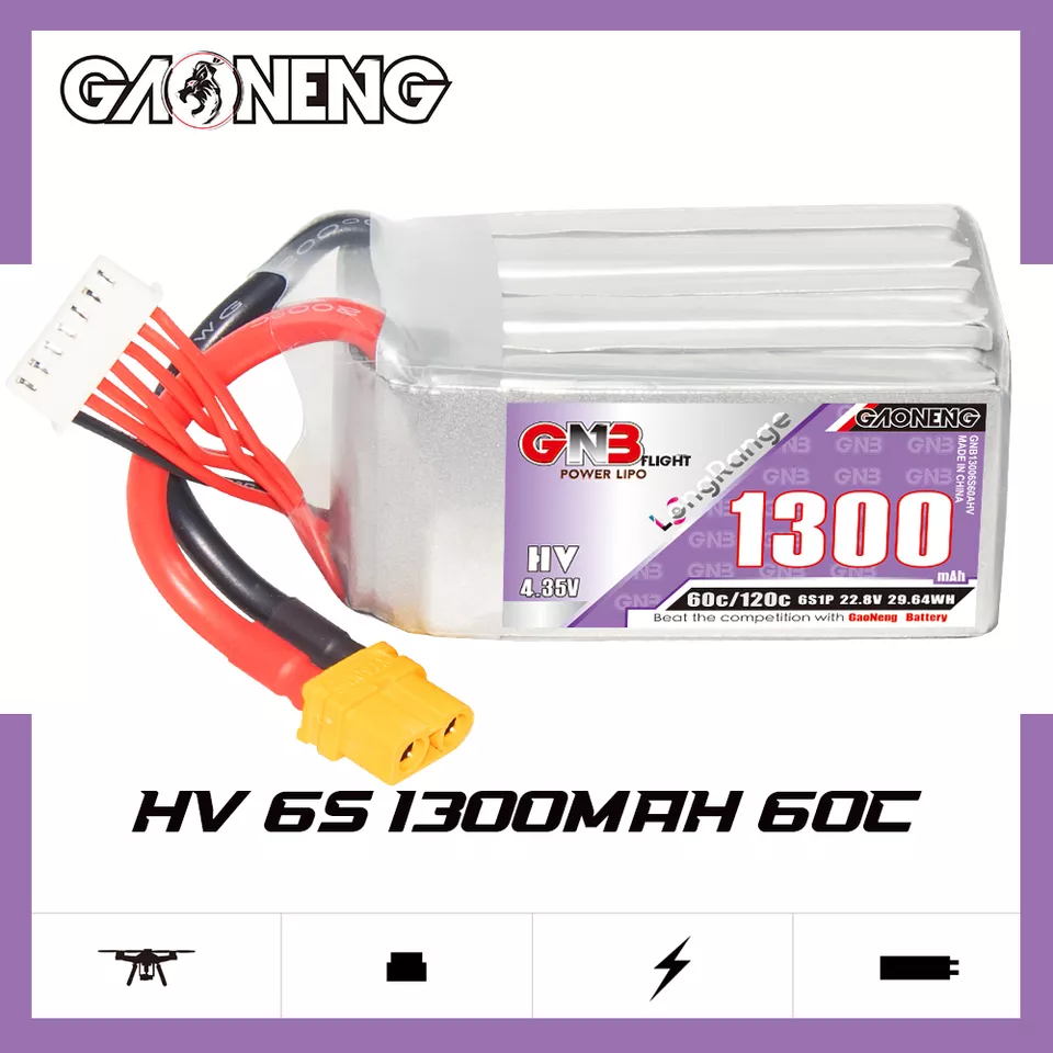 GAONENG GNB 1300MAH 22.8V HV 6S 60C 120C HV XT60 LiPo Battery