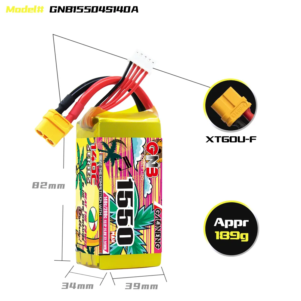 GAONENG GNB 4S 14.8V 1550mAh 140C XT60 LiPo Battery