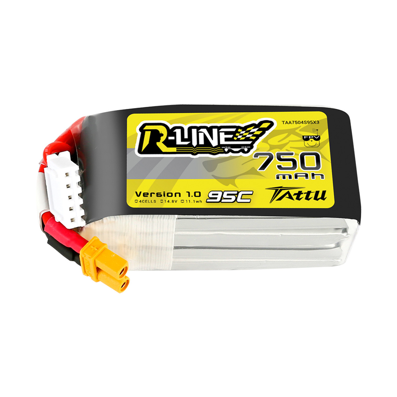 Tattu 750mAh 4S 95C 14.8V R-Line Lipo Battery Pack with XT30